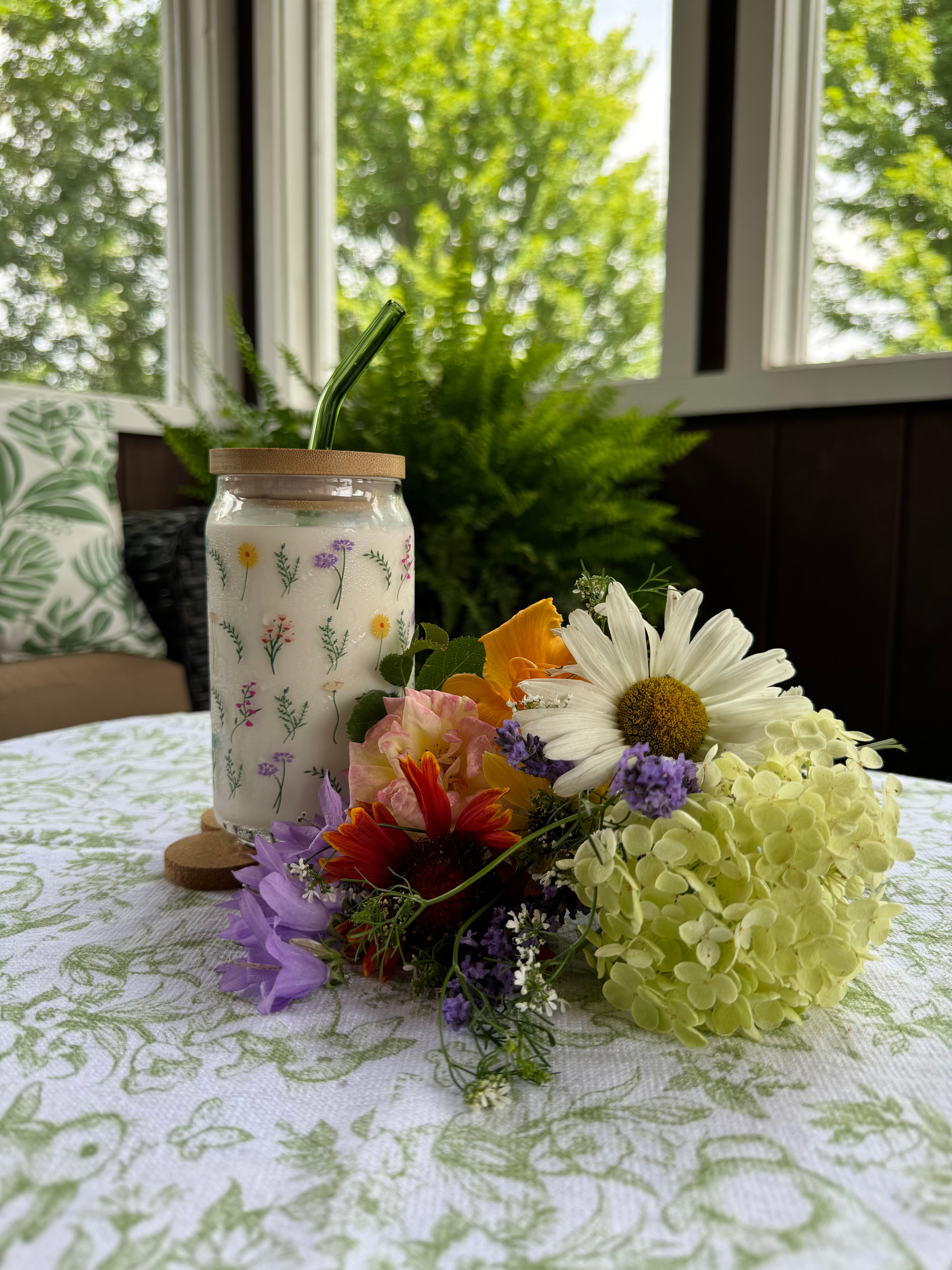 Wild Flowers Glass Cup