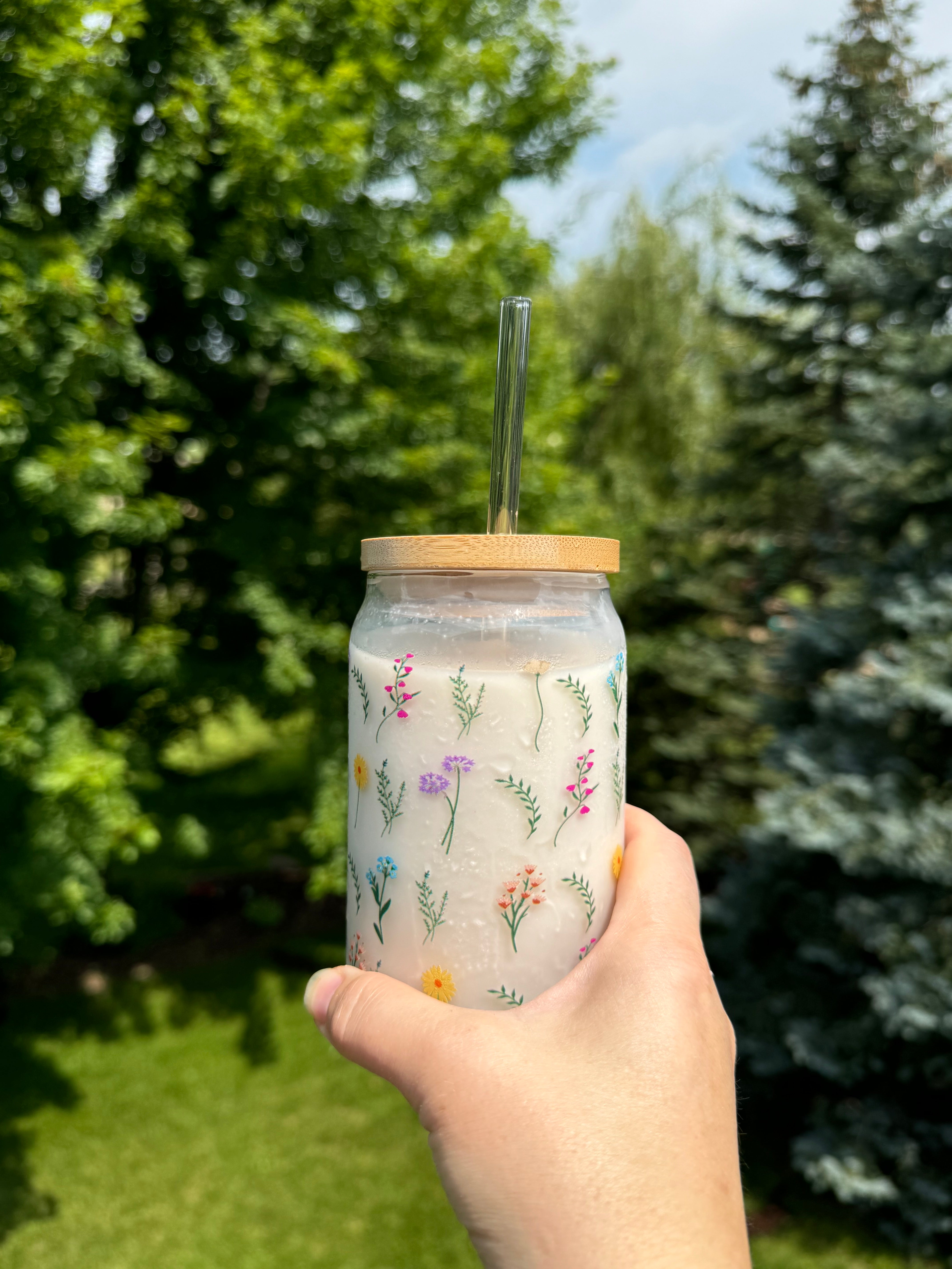 Wild Flowers Glass Cup