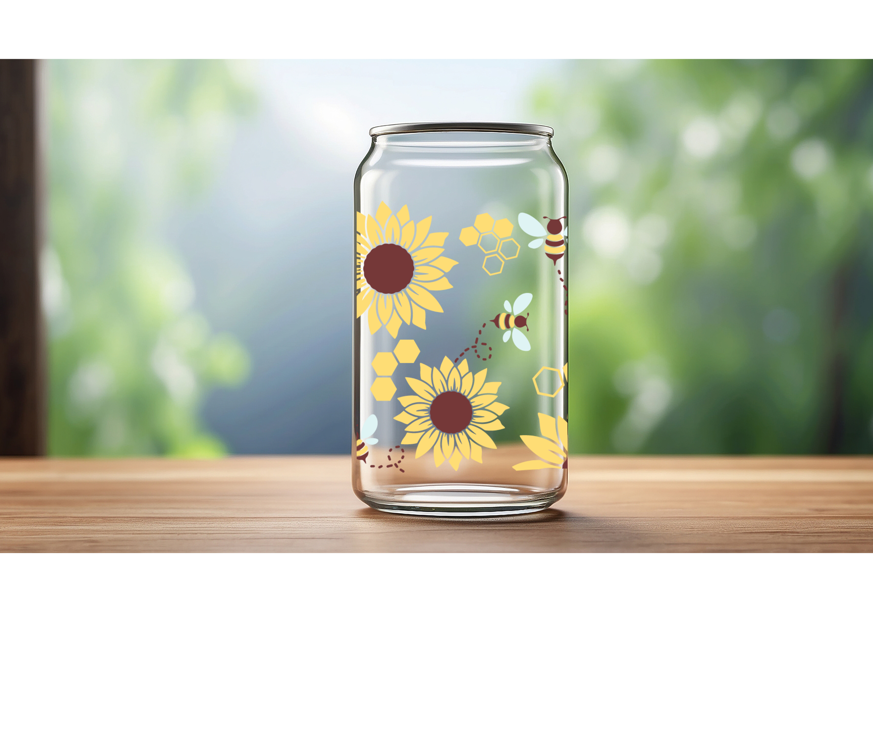 Sunflower Bee Glass Cup