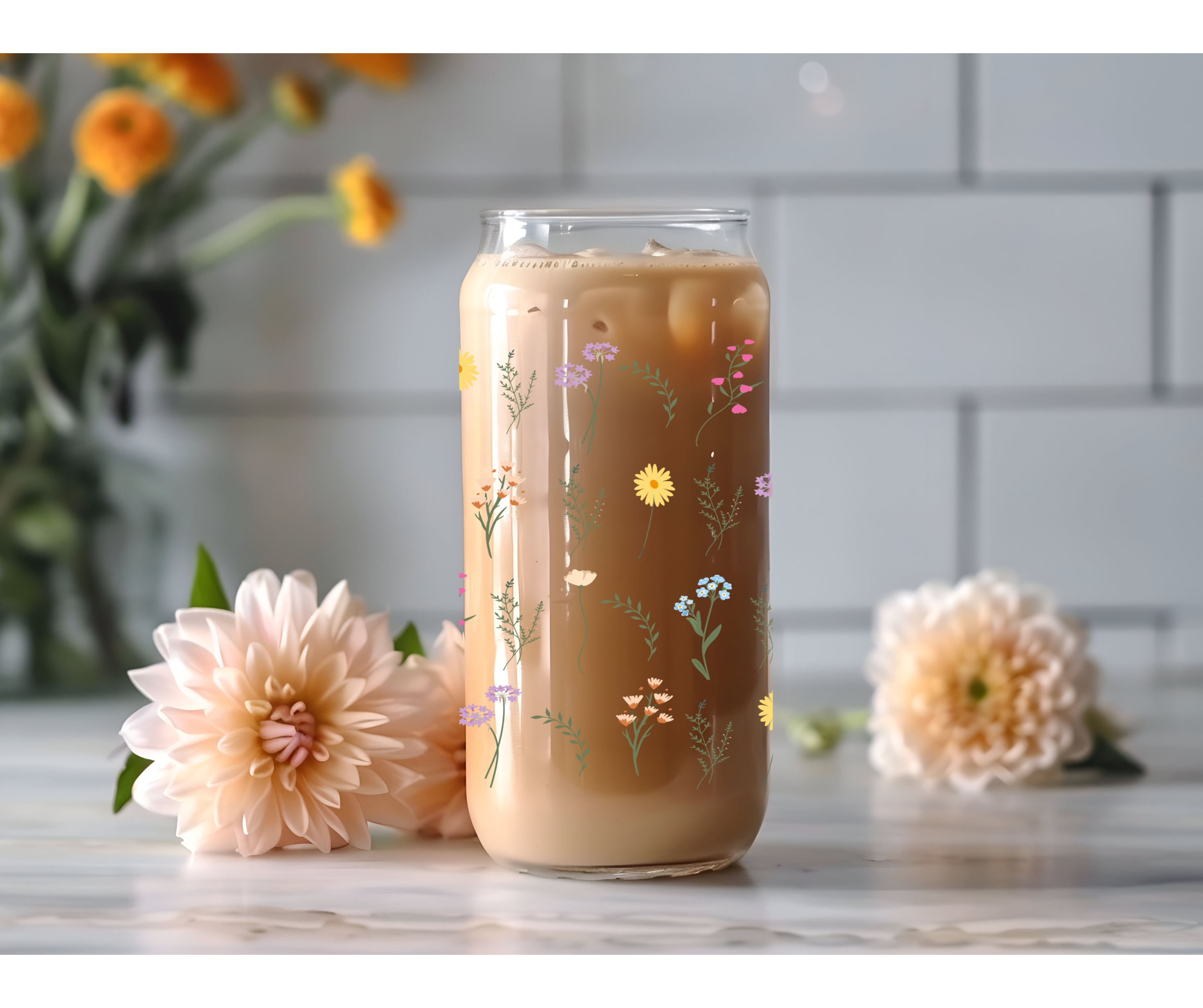 Wild Flowers Glass Cup